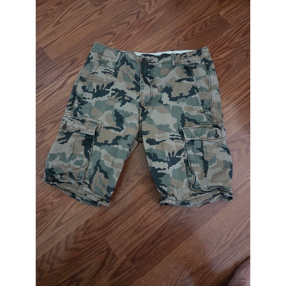 Levi Strauss Mens Camo Cargo Shorts Green Brown Woodland Camouflage W33